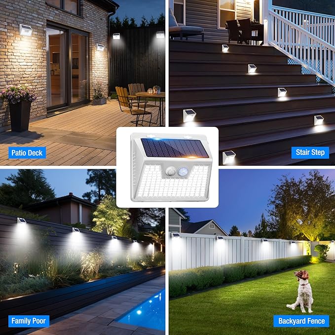 Peasur Solar Lights Outdoor Waterproof, Solar Powered Fence Wall Light - Image 6