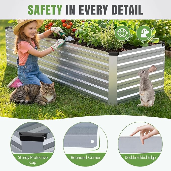 INNO STAGE 8x3x2ft Galvanized Raised Garden Bed, Raised Garden Bed Kit-Metal - Image 5