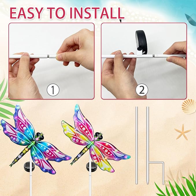 Hexagram Dragonfly Garden Decor, Dragonfly Garden Stakes Set of 2, Gardening - Image 7