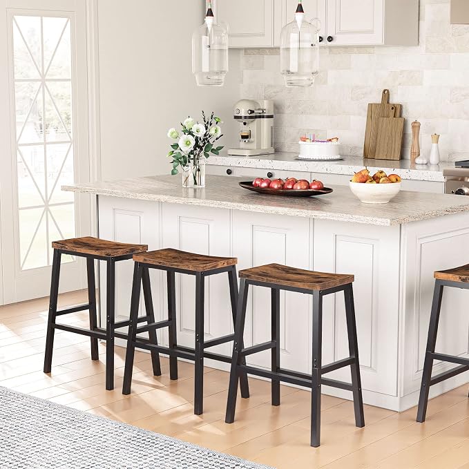 HOOBRO Bar Stools, 23.6 Inch Saddle Stools, Kitchen Counter Seat - Image 2