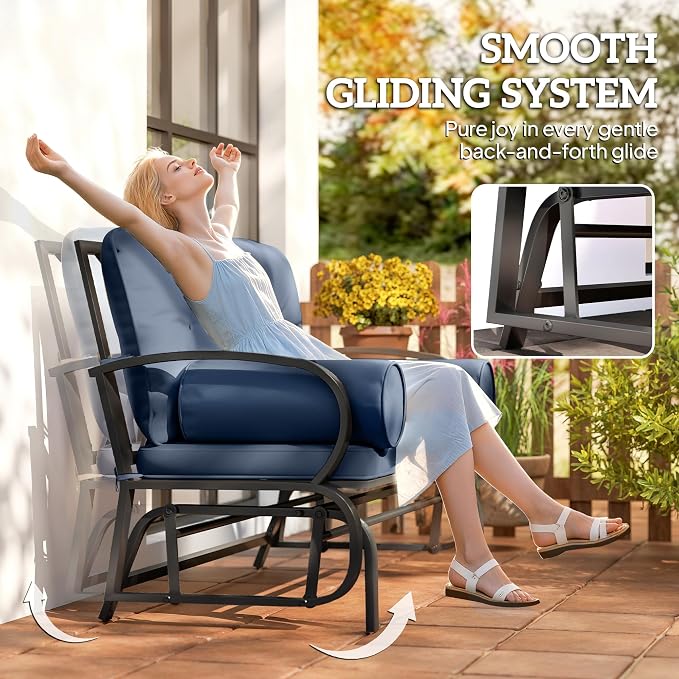 Outsunny Swing Glider Rocking Chair, Double Patio Bench, 2 Person Loveseat - Image 4
