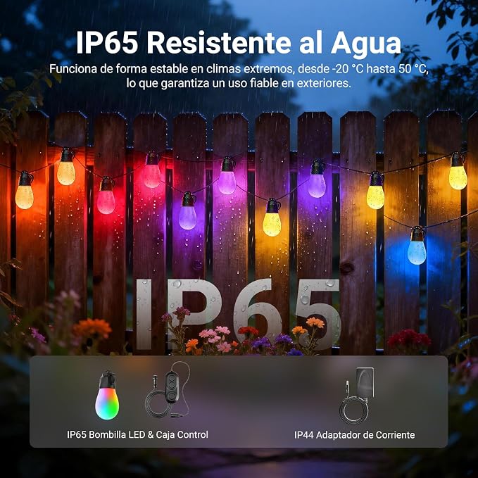 NEEWER 48ft Outdoor String Lights, App Control Smart AI RGBW Hanging Outside - Image 6
