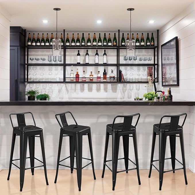 Yaheetech Bar Stools Set of 4, Metal Counter Height Chairs, 30 Inch Industrial - Image 10