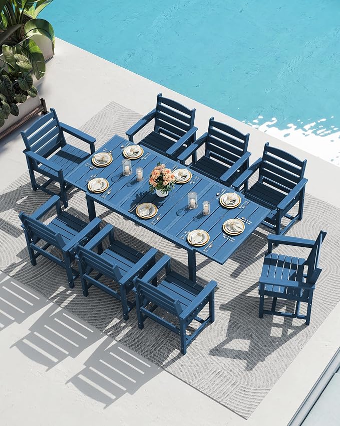 SERWALL 7-Piece Patio Dining Sets, All Weather HDPE Outdoor Furniture Set - Image 9
