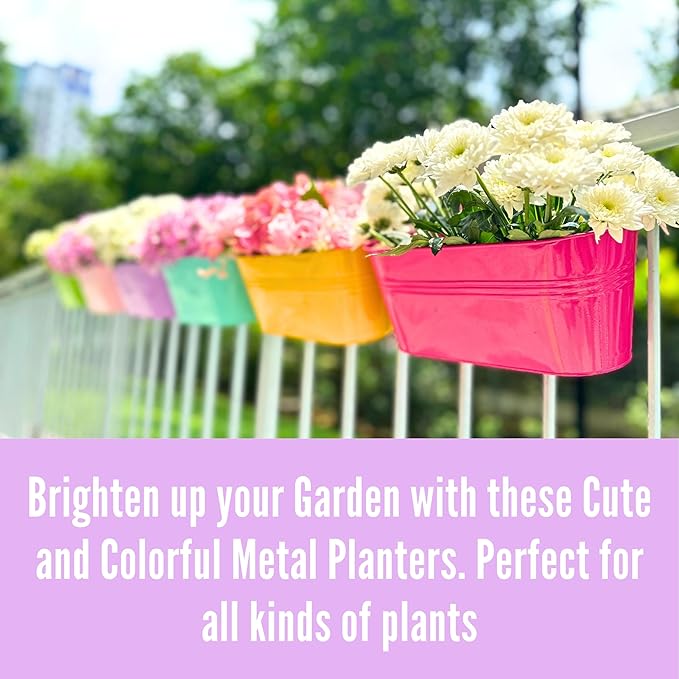 LaLaGreen Rail Planter Outdoor Plants Colorful Metal Iron Strawberry Hanging - Image 5