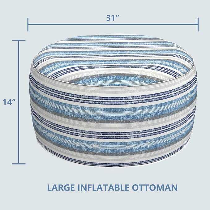 LVTXIII Outdoor Inflatable Ottoman, Fade-Resistant Round Footrest Stool D31”x - Image 3