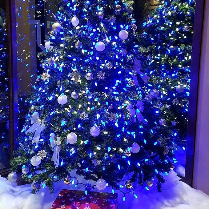 Blue Christmas Lights, 2 Pack Total 40 FT 200 Count Incandescent Christmas Mini - Image 6
