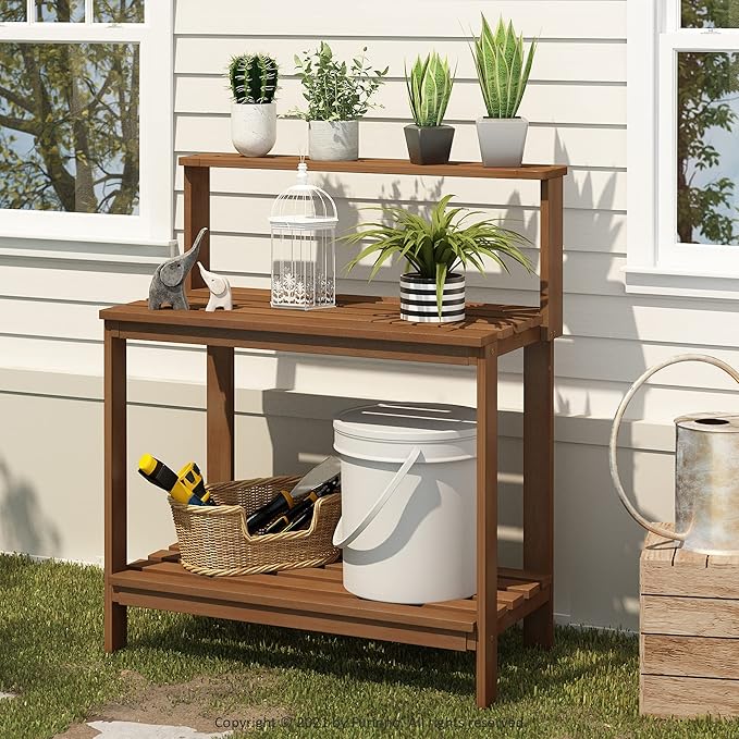 Furinno FG17478 Tioman Outdoor Patio Furniture Hardwood Potting Bench - Image 2