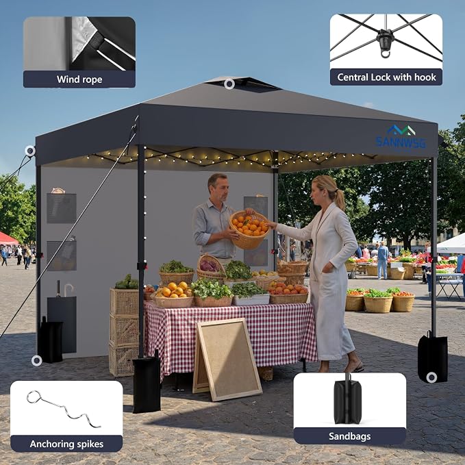 10X10 Pop Up Canopy Tent, Removable Pockets Sidewall - Image 3