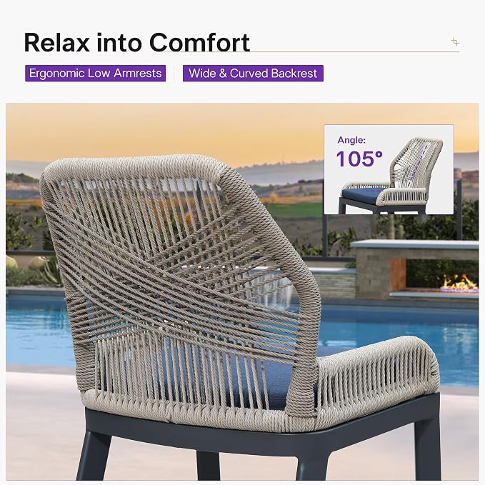 PURPLE LEAF Patio Bar Stools 28" H Set of 4 Handwoven Wicker Bar Height Stool - Image 7