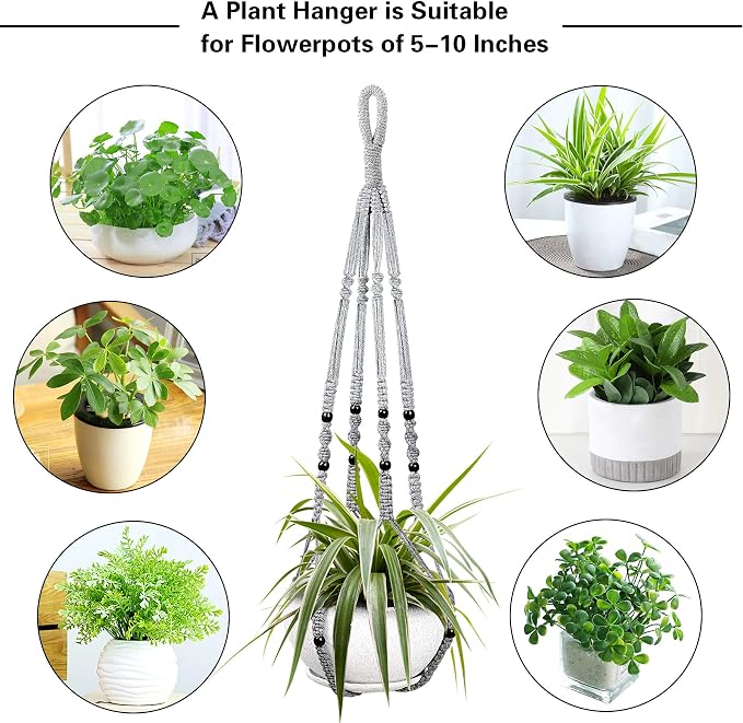 Augshy 2 Packs Macrame Hanging Planter, Indoor Hanging Planter Basket - Image 4