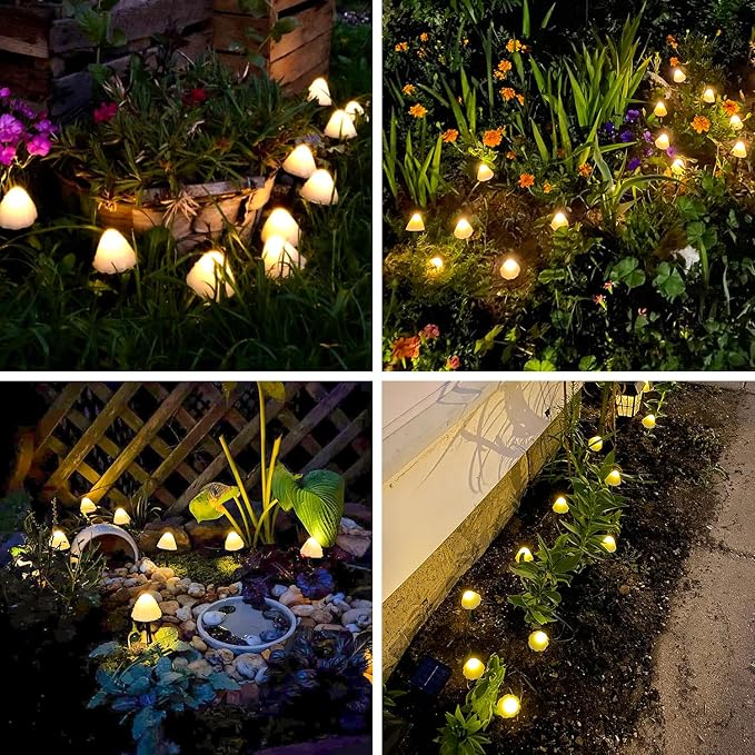 JMEXSUSS Solar Mushroom Lights for Outside, 20 LED 36FT Solar String Lights - Image 3