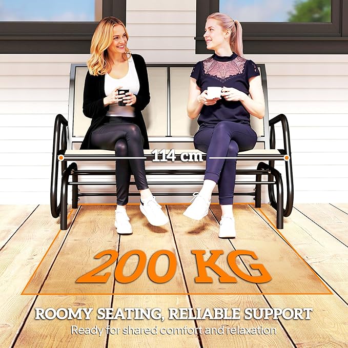 Outsunny 2-Person Outdoor Glider Bench, Patio Double Swing Rocking Chair - Image 8