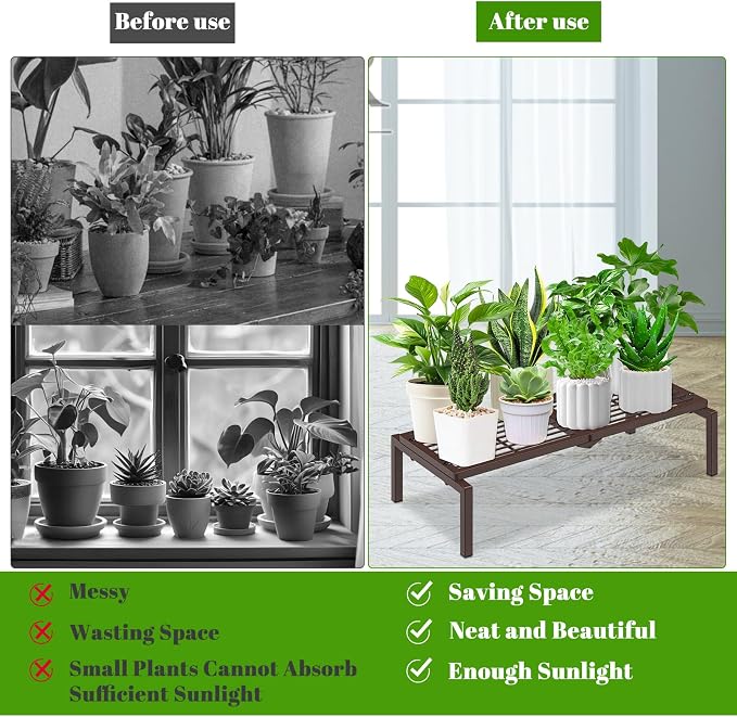 1 Tier Metal Plant Stand Indoor Outdoor, Potted Multiple Flower Pot Holder Rack - Image 7