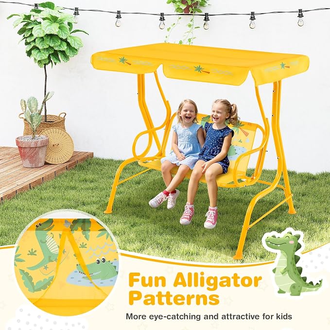 Costzon Kids Porch Swing, All-Weather Patio Swing Bench Hammock w/Adjustable - Image 4