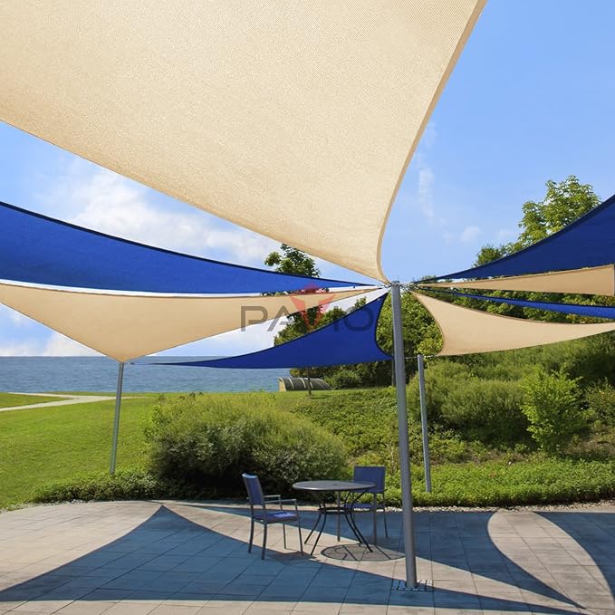 Patio Paradise 8' x 8' x 11.3' Beige Sun Shade Sail Triangle Right Canopy Shade - Image 4