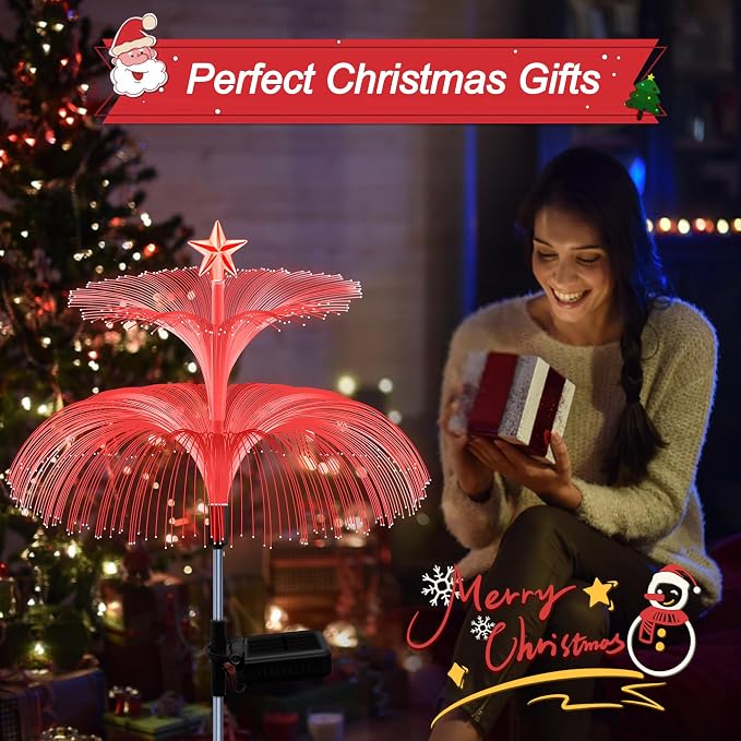 Solar Garden Lights, 6 Pack Solar Star Jellyfish Lights 7 Color Changing Fiber - Image 7