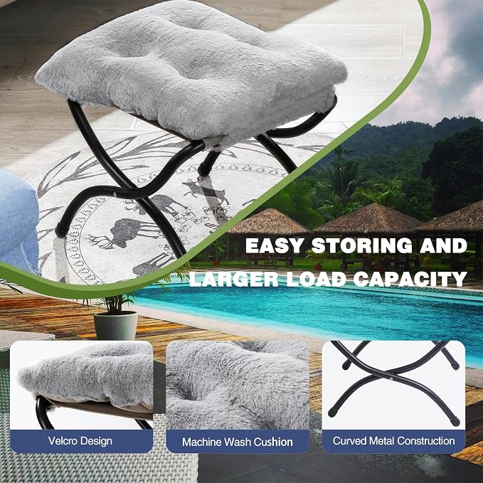 15" Foldable Foot Stool Ottoman - Image 3