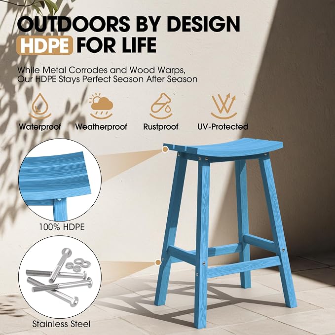Ciokea 2 Set 29" Outdoor Bar Stools - Image 5