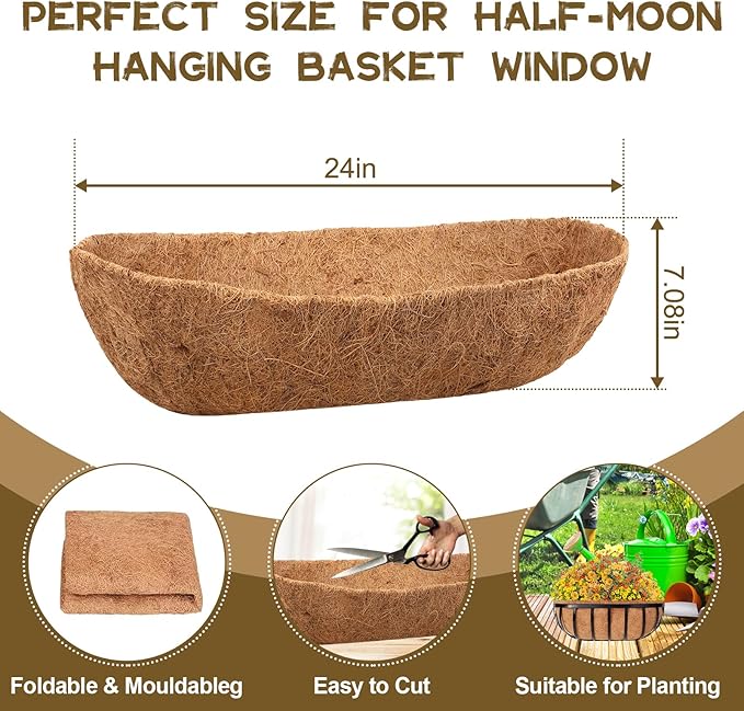 Riare 4 Pack 24 Inch Trough Coco Coir Liners - Image 2