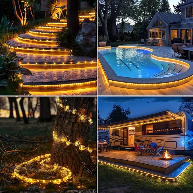Solar Rope Lights Waterproof 65FT 200LEDs, High Capacity Rechargeable Battery - Image 5