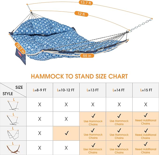 Lazy Daze Hammocks Deluxe 12 FT Tufted Hammock - Image 6