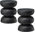 Glitzhome Outdoor Side Table Set of 2, Heavy Duty Indoor Outdoor Round Planter by Glitzhome