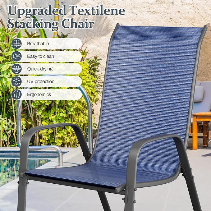 TLSUNNY 7 Pieces Patio Dining Set, Outdoor Table and Chairs W/1.69″ Umbrella - Image 8