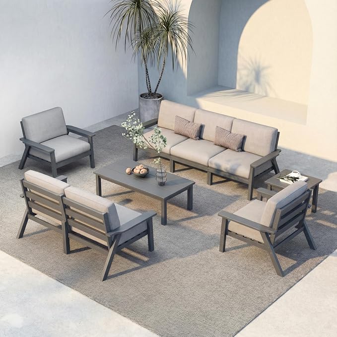 HDPE 7 Piece Patio Furniture Set, HDPE Outdoor Sectional by PatioKingdom