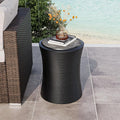 COSIEST Outdoor Side Table Black, Round MgO Concrete Side Table, Lightweight by COSIEST