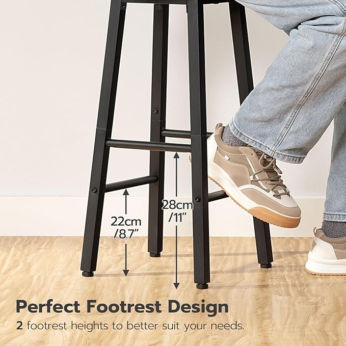 HOOBRO Bar Stools Set of 2, Counter Height Bar Stools, 25.8" Bar Stools - Image 8