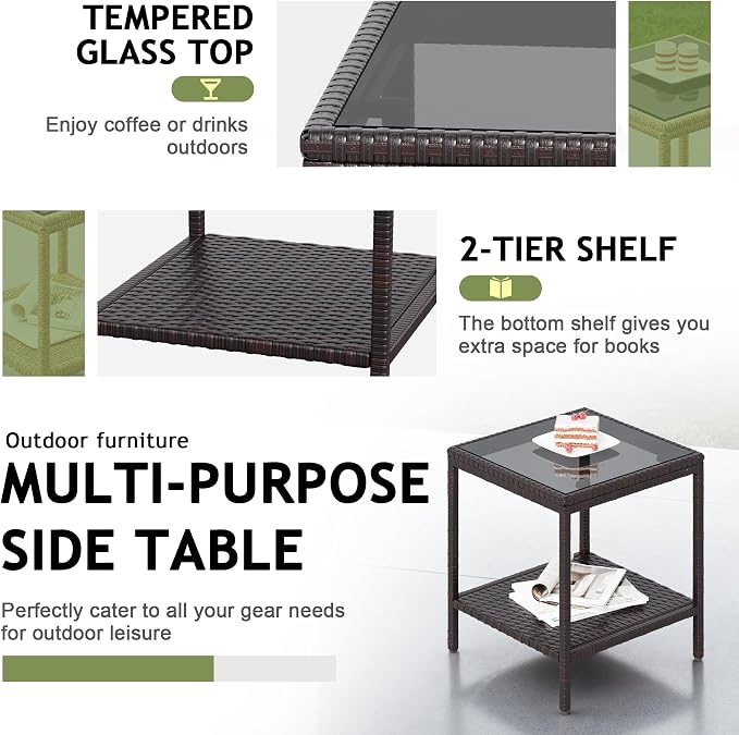 Devoko Outdoor 3 Piece Patio Furniture Set Wicker Chairs - Image 5