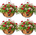12 inch Metal Hanging Baskets For Plants Outdoor 4 Pack Round Metal Wire by JFFLYIT