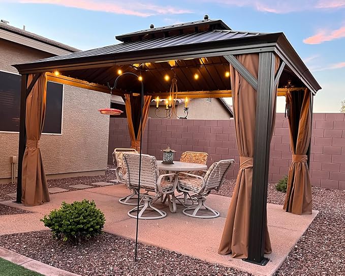 PURPLE LEAF Hardtop Gazebo 10' X 13' Outdoor Pavilion Metal Roof by PURPLELEAF