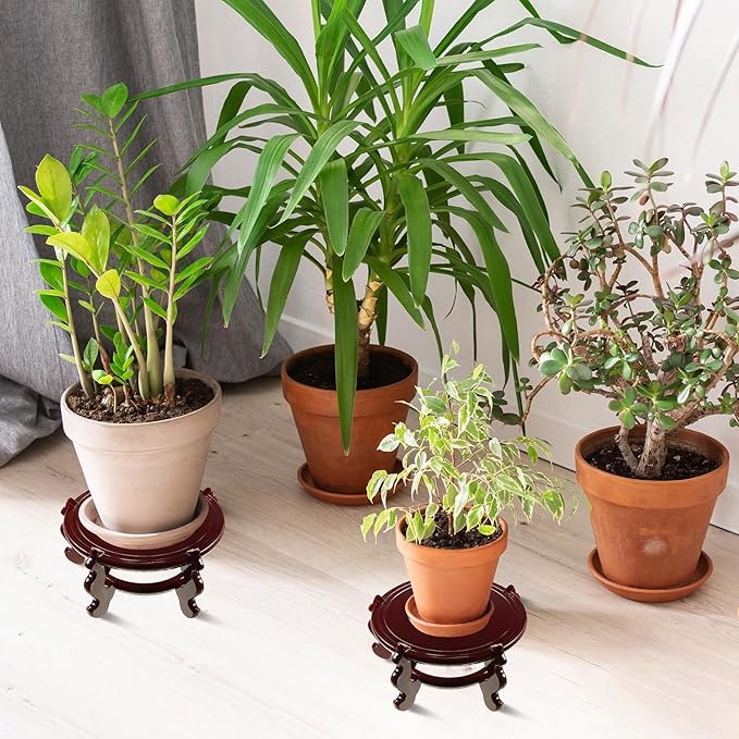 Geetery 2 Pcs 4 to 12 in Wooden Plant Stands Indoor Chinese Oriental Plant Stand - Image 6