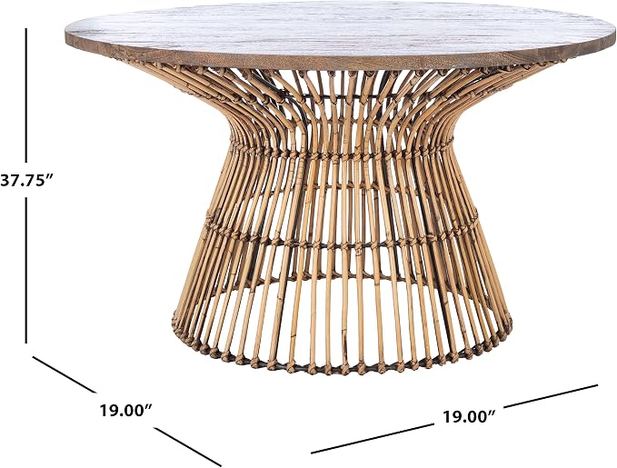 Safavieh Home Collection Whent Coastal Honey Brown Wash and Black Round Coffee - Image 3