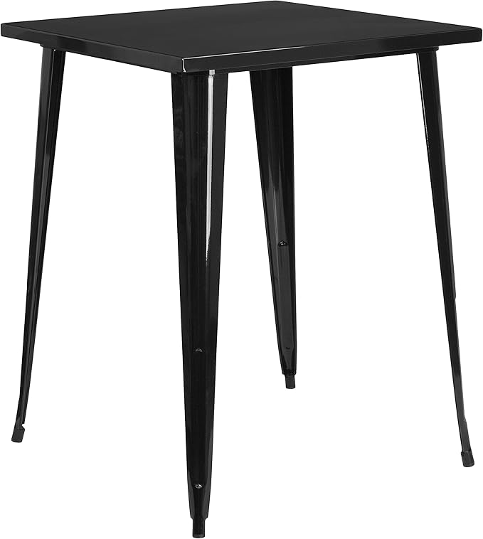 EMMA + OLIVER Commercial Grade 31.5" Square Black Metal Indoor-Outdoor Bar - Image 3