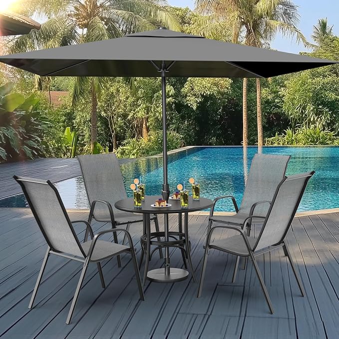 VINGLI Set of 2 Stackable Outdoor Bar Stools – Sling Chairs - Image 2
