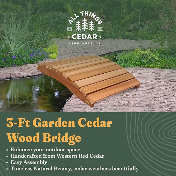 All Things Cedar Wooden Bridge, Outdoor Garden Walkway - Image 2