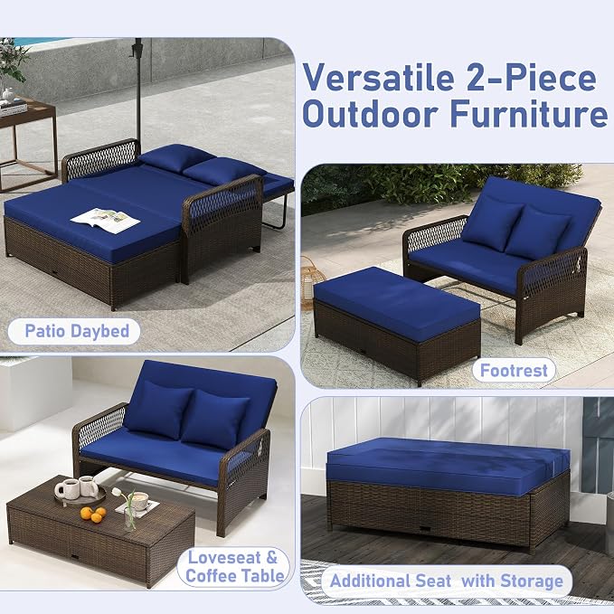 RELAX4LIFE Wicker Patio Outdoor Daybed - Image 8