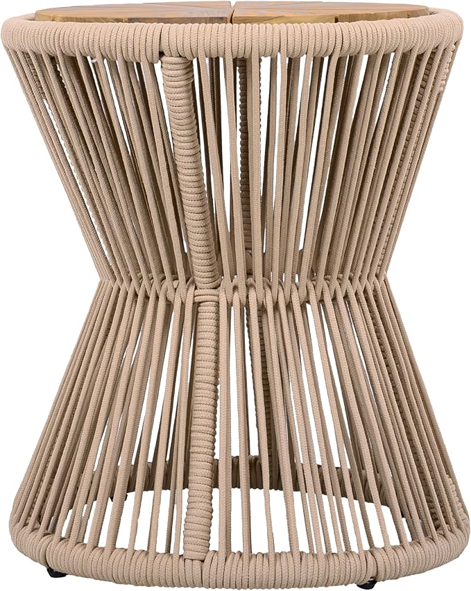 Scott Living Nara 18.9" Acacia Wood Outdoor Side Table, Metal Frame+Woven Rope - Image 6