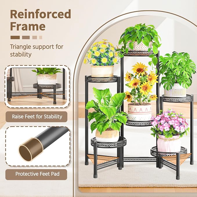LASZOLA 6 Tiered Folding Tall Plant Stand Indoor Outdoor - Image 4