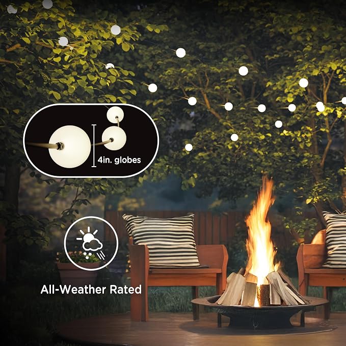 Enbrighten Globe Outdoor String Lights, 12 Large 4in Round Bulbs, 2700K Warm - Image 3