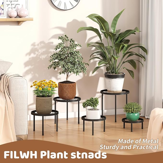 Plant Stand Indoor Outdoor 5 Pack Heavy Duty Metal Stand Multiple Plants - Image 5