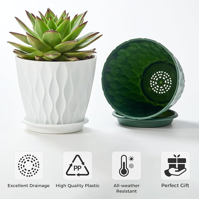 FaithLand 6-Pack 6-Inch Plastic Plant Pots - Image 2