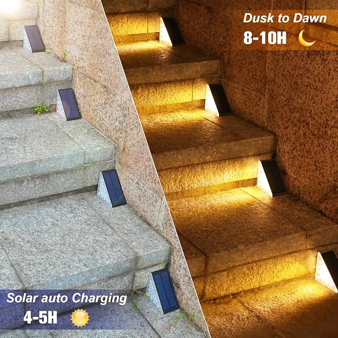 VOLISUN Solar Step Lights for Outside, Solar Stair Lights Outdoor Waterproof - Image 2