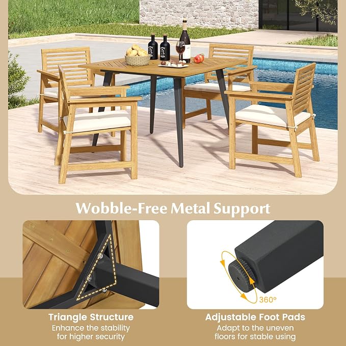 Tangkula 42.5" Acacia Wood Outdoor Dining Table - Image 7
