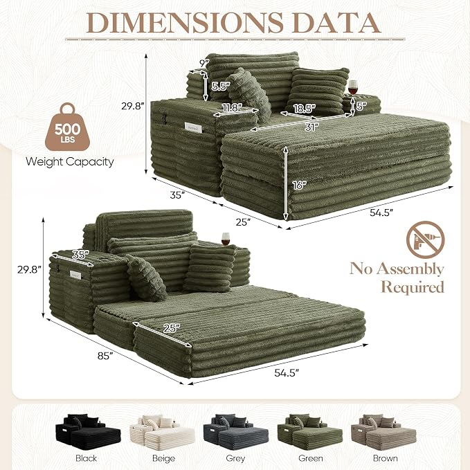 5-In-1 Oversized Chaise Lounge Chair Indoor - Image 2