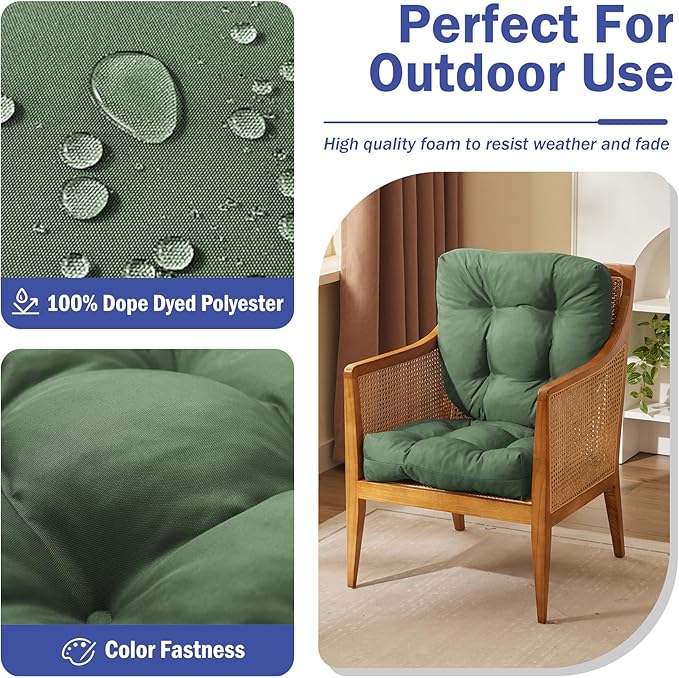 Outdoor Chair Cushions Set of 2, Patio Chair Cushions - Image 2