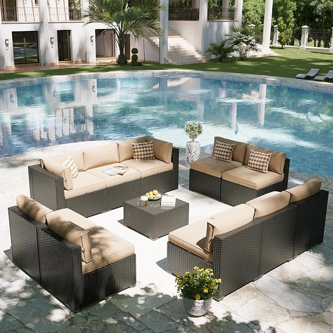 Aoxun Patio Furniture Set, 11 Piece Outdoor Sectional Sofas - Image 6